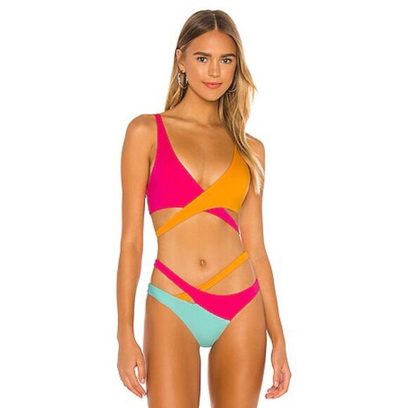 Beach Bunny Color Blocked Skylar Wrap Bikini $220 - Picture 2 of 14